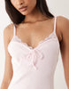 Miss Selfridge ribbed fit and flare mini dress with lace trim in pink