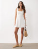 square neck seam detailing mini dress in neutral