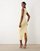 Oh Polly modal lace bralette detail midi dress in butter yellow