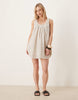 Petite scoop ruched neck mini dress in stripes