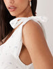 Gina Tricot pure cotton V-neck midi dress with corset waist in white flower print