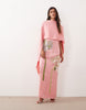 ARRANGE floral embroidered satin overlay maxi dress in pink