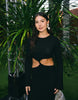 South Beach maxi knit beach dress with cutout detail in black