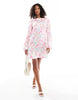 Vero Moda bell sleeve satin mini dress in cherry blossom print