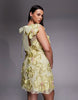 ASOS LUXE Curve embellished 3D floral lace mini dress with drop faux pearls in yellow