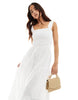 Esmee Exclusive shirred waist maxi summer dress in white
