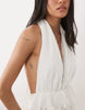 Six Stories pleated plunge ruffle detail maxi dress in white