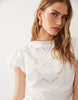 bubble mini dress with cutwork embroidery in white