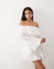 ASOS LUXE bardot embroidered palm tree mini dress in cream