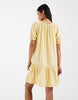 ONLY linen blend dropped hem mini dress in pale yellow