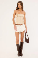 One Teaspoon Bandits Low Waist Denim Shorts White Beauty