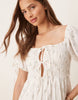 Esmee Exclusive tie front puff sleeve mini beach dress in white ditsy floral