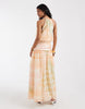 chiffon halter bubble waist maxi dress in check