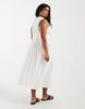 Vero Moda Curve poplin pleated waist sleeveless midi dress in white