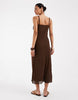 Vero Moda ruffle trim cami midi dress in chocolate brown
