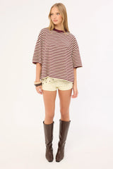 Lioness Bloom Short Sleeve Plum Stripe