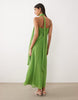 midi slip dress with scarf in green