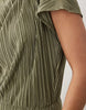 plisse draped waist midi dress in khaki