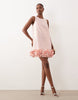 YAS ruffle hem mini dress in rose pink