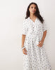 JDY tie waist midi dress in white ditsy floral