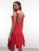Monki asymmetric ruffle mini dress in red
