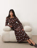plisse long sleeve midi dress in polka dot print