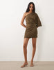 linen look jersey mini dress in khaki