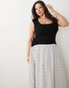 Curve sleeveless scoop neck hybrid maxi dress in mono spot