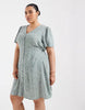Vero Moda Curve button up mini skater dress in sage green spot