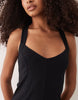rib knit seam detailing halter mini dress in black