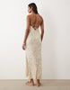 Miss Selfridge pearl and sequin embellished midi dress in ivory