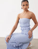 Gina Tricot tiered frill bandeau maxi dress in blue