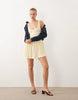 crinkle partial button up mini dress in buttermilk