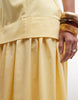 cotton sateen strapless maxi length sundress with dropped waist poplin skirt in butter yellow