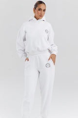 white cotton fleece-back hoodie