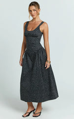 Lioness - Luna Rosa Midi Dress - In Noir Polka