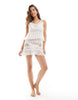 Miss Selfridge beach lace trim detail chiffon mini dress in cream