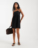 PIECES babydoll cami mini dress in black