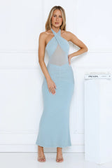 Nightstage Babe Halter Maxi Dress Blue
