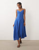 Mango seam detail strappy maxi dress in electric blue