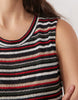 textured maxi tank dress with side split in multi stripe