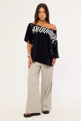 Neovision Venomous Off Shoulder Relaxed Tee Black