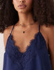 cami v-neck mini sundress with lace overlay in navy