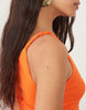 Kaiia exclusive textured mesh one shoulder ruffle hem mini dress in orange