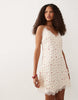 Abercrombie & Fitch satin lace trim strappy mini dress in cream floral