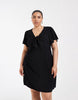 Vero Moda Curve Easy Joy short sleeve bow front mini dress in black
