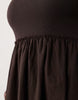 Curve scoop ribbed bodice with poplin skirt midi dress in chocolate