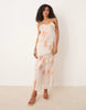 chiffon ruffle asymmetric hem maxi dress in vintage floral