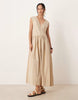 deep V-neck oversized maxi dress in stripe print