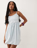 cami mini bubble dress with open back in light blue